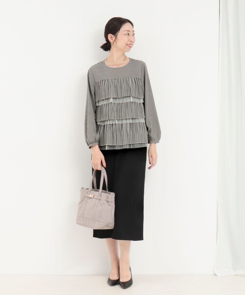 MICO COULIER（ミコクリエ）の「ジョーゼットティアードブラウス（シャツ/ブラウス・レディース・ホワイト系その他/ネイビー・38）」の3枚目の写真