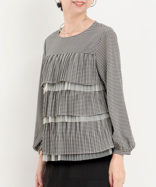 MICO COULIER（ミコクリエ）の「ジョーゼットティアードブラウス（シャツ/ブラウス・レディース・ホワイト系その他/ネイビー・38）」の4枚目の写真