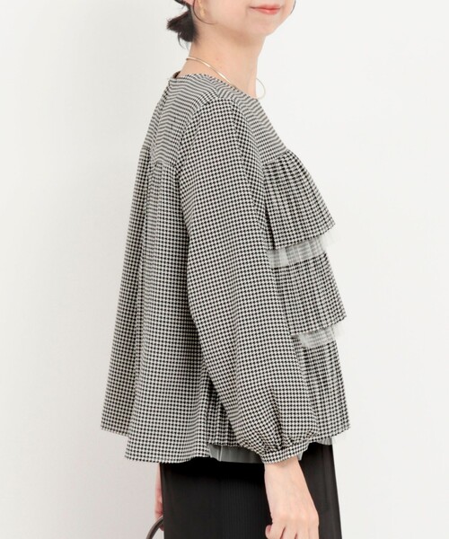 MICO COULIER（ミコクリエ）の「ジョーゼットティアードブラウス（シャツ/ブラウス・レディース・ホワイト系その他/ネイビー・38）」の6枚目の写真