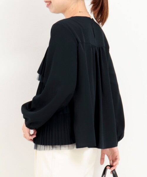 MICO COULIER（ミコクリエ）の「ジョーゼットティアードブラウス（シャツ/ブラウス・レディース・ホワイト系その他/ネイビー・38）」の14枚目の写真