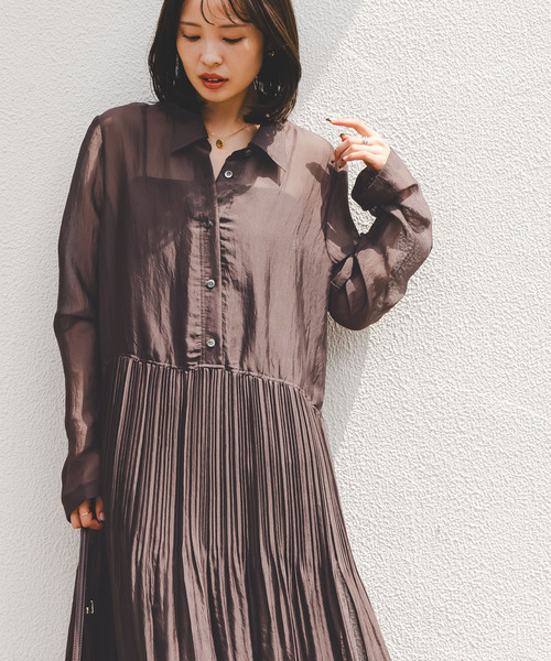 Noble(ノーブル)の「ヴィンテージオーガンプリーツワンピース(ワンピース・レディース・カーキ/ブラウン・FREE)」の5枚目の写真