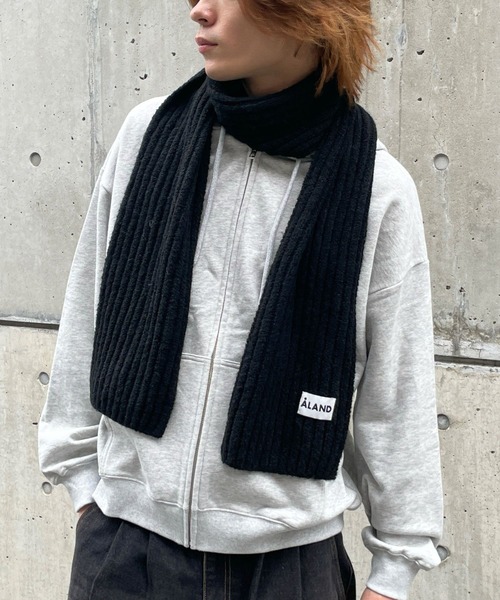 ALAND（エーランド）の「【UNISEX】ALAND／メランジニットマフラー（マフラー・レディース・グレー/ブラック/アイボリー・FREE）」の2枚目の写真