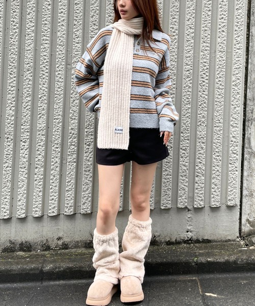 ALAND（エーランド）の「【UNISEX】ALAND／メランジニットマフラー（マフラー・レディース・グレー/ブラック/アイボリー・FREE）」の14枚目の写真