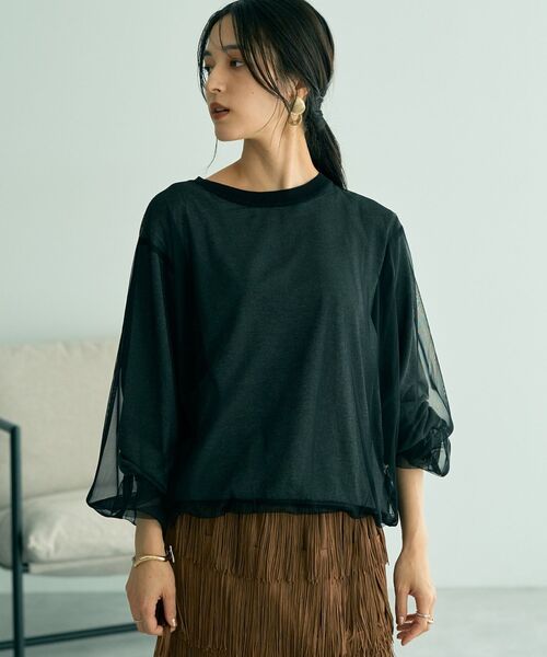 YECCA VECCA（イェッカヴェッカ）の「オーバーチュールニット（ニット/セーター・レディース・ライトベージュ/グレー/ブラウン・FREE）」の2枚目の写真