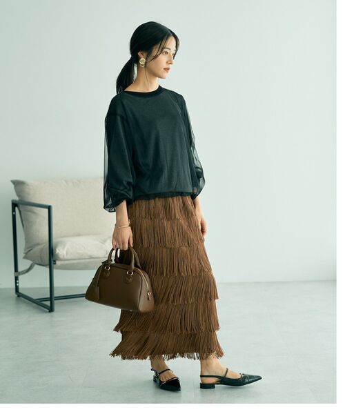 YECCA VECCA（イェッカヴェッカ）の「オーバーチュールニット（ニット/セーター・レディース・ライトベージュ/グレー/ブラウン・FREE）」の15枚目の写真