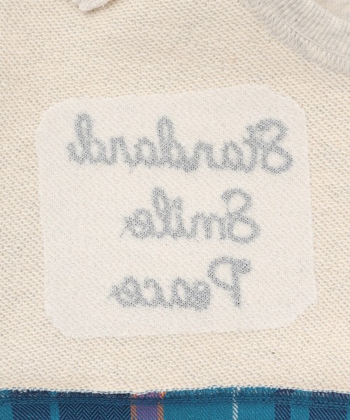 KP BOY（ケーピーボーイ）の「裏毛×ヘリンボーンチェック トレーナー（スウェット・キッズ・ネイビー/オートミール・120cm/110cm/100cm/160cm/140cm/130cm/90cm/150cm）」の5枚目の写真