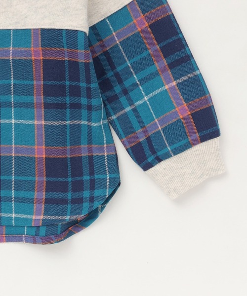 KP BOY（ケーピーボーイ）の「裏毛×ヘリンボーンチェック トレーナー（スウェット・キッズ・ネイビー/オートミール・120cm/110cm/100cm/160cm/140cm/130cm/90cm/150cm）」の6枚目の写真