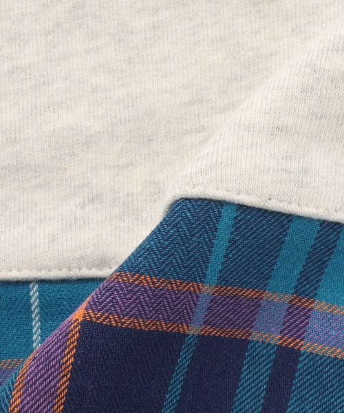 KP BOY（ケーピーボーイ）の「裏毛×ヘリンボーンチェック トレーナー（スウェット・キッズ・ネイビー/オートミール・120cm/110cm/100cm/160cm/140cm/130cm/90cm/150cm）」の7枚目の写真