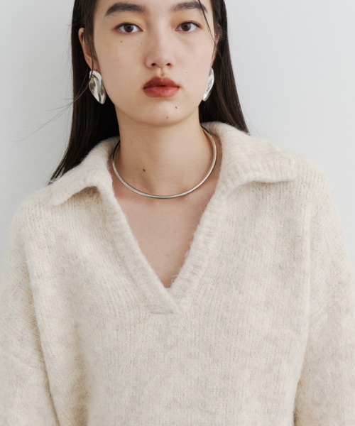 DFFUR.(ディフル)の「モヘアライク襟付きキーネックニットトップス(ニット/セーター・レディース・ブラウン/アイボリー・FREE)」の18枚目の写真
