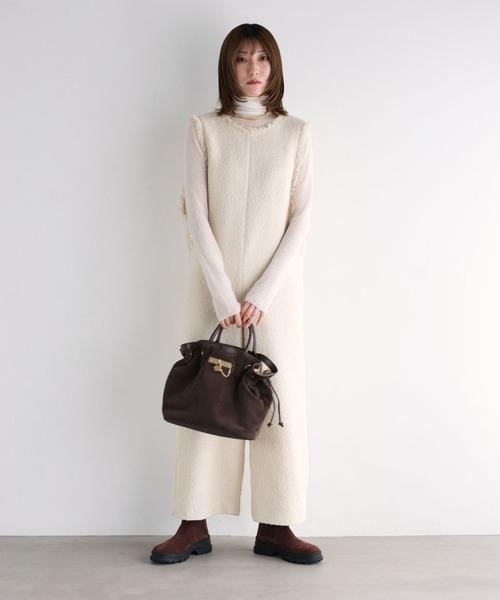 BABYLONE（バビロン）の「ツイードフリンジオールインワン（つなぎ/オールインワン・レディース・ブラック/オフホワイト・フリー）」の3枚目の写真