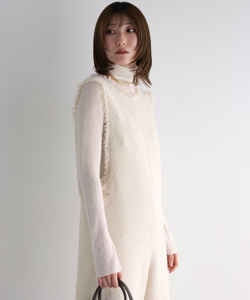 BABYLONE（バビロン）の「ツイードフリンジオールインワン（つなぎ/オールインワン・レディース・ブラック/オフホワイト・フリー）」の8枚目の写真