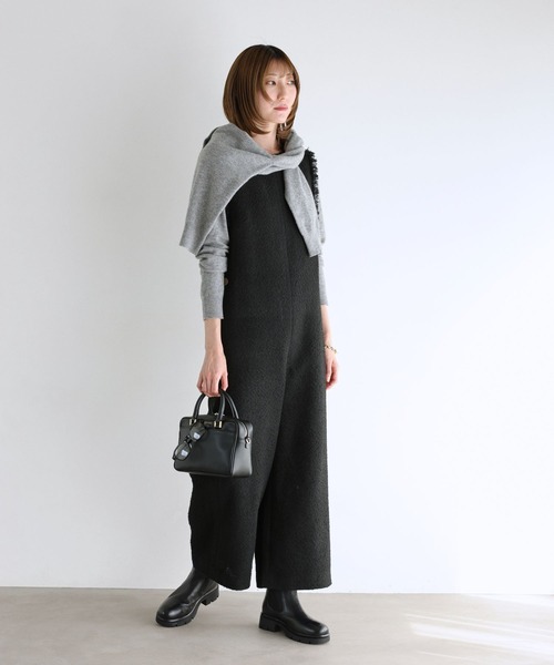 BABYLONE / B dot/オールインワン/FREE/ポリエステル/ブラック/ドット/2450010828/バビロン BABYLONE（バビロン）の「ツイードフリンジオールインワン（つなぎ