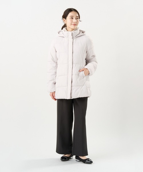 TOKYO SHIRTS(トウキョウシャツ)の「ファイバーダウン ハーフコート(ダウンジャケット/コート・レディース・ネイビー/グレー・M/L)」の4枚目の写真