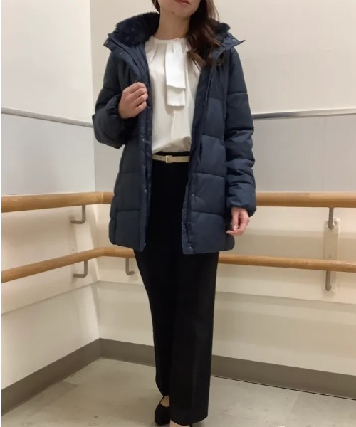 TOKYO SHIRTS(トウキョウシャツ)の「ファイバーダウン ハーフコート(ダウンジャケット/コート・レディース・ネイビー/グレー・M/L)」の17枚目の写真