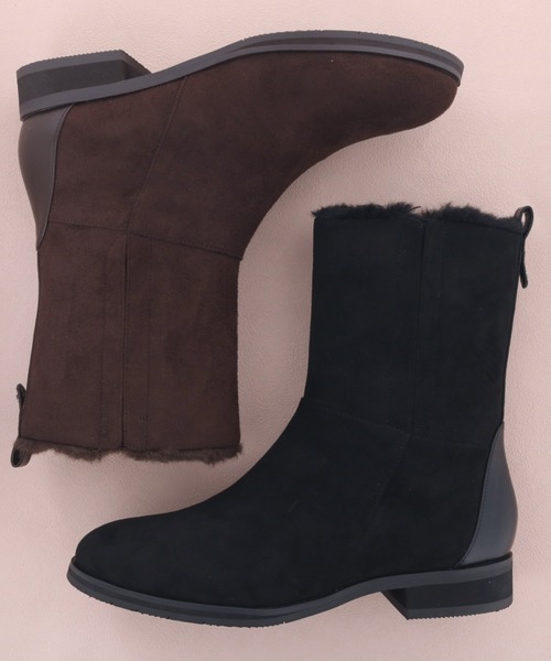cava cava（サヴァサヴァ）の「晴雨兼用｜ファーブーツ　1320707（ブーツ・レディース・ダークブラウン/ブラック・22.5cm/23cm/23.5cm/24cm/24.5cm）」の3枚目の写真