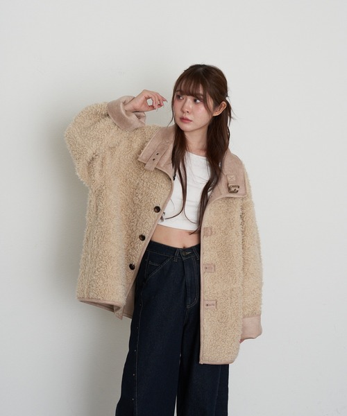 RAY CASSIN(レイカズン)の「【WEB限定】リバーシブルムートンコート(ムートンコート・レディース・ブラック系その他2/ブラウン系その他2/ベージュ系その他2・FREE)」の19枚目の写真