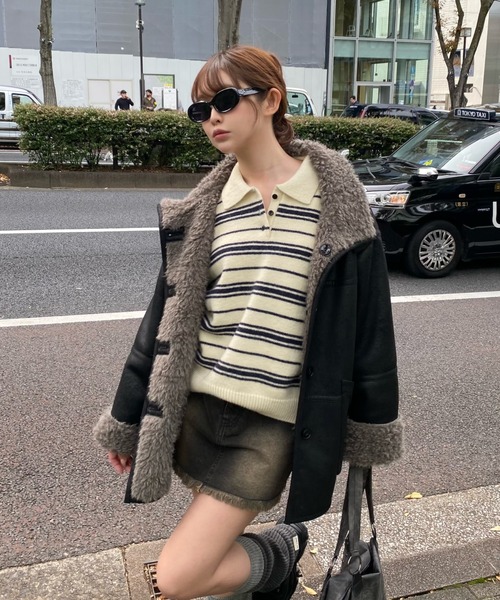 セール】【WEB限定】リバーシブルムートンコート（ムートンコート