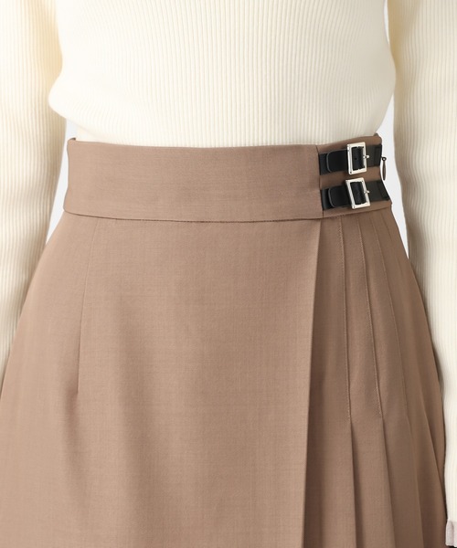 31 Sons de mode(トランテアン ソン ドゥ モード)の「2025秋冬新作 ダブルベルトアシメプリーツスカート(スカート・レディース・グレー/モカ・S/M)」の7枚目の写真