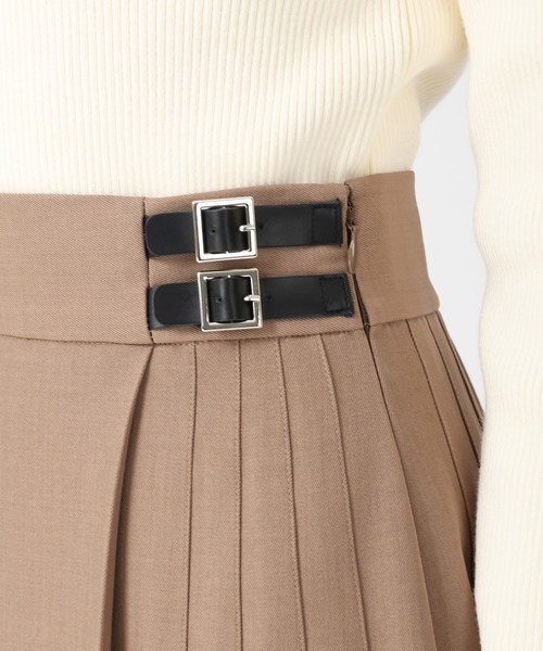 31 Sons de mode(トランテアン ソン ドゥ モード)の「2025秋冬新作 ダブルベルトアシメプリーツスカート(スカート・レディース・グレー/モカ・S/M)」の8枚目の写真