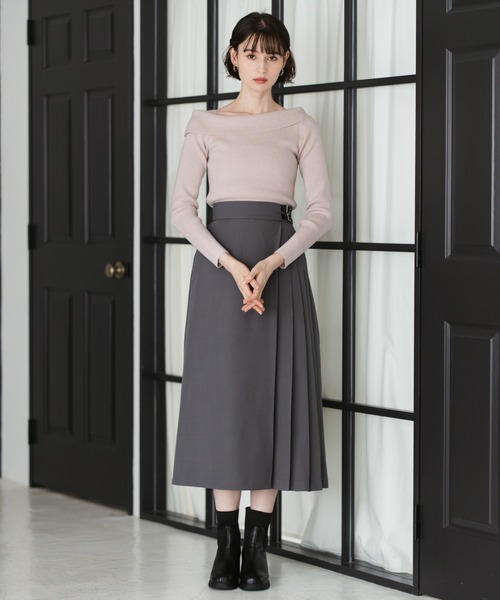 31 Sons de mode(トランテアン ソン ドゥ モード)の「2025秋冬新作 ダブルベルトアシメプリーツスカート(スカート・レディース・グレー/モカ・S/M)」の13枚目の写真