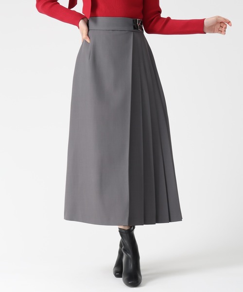 31 Sons de mode(トランテアン ソン ドゥ モード)の「2025秋冬新作 ダブルベルトアシメプリーツスカート(スカート・レディース・グレー/モカ・S/M)」の15枚目の写真
