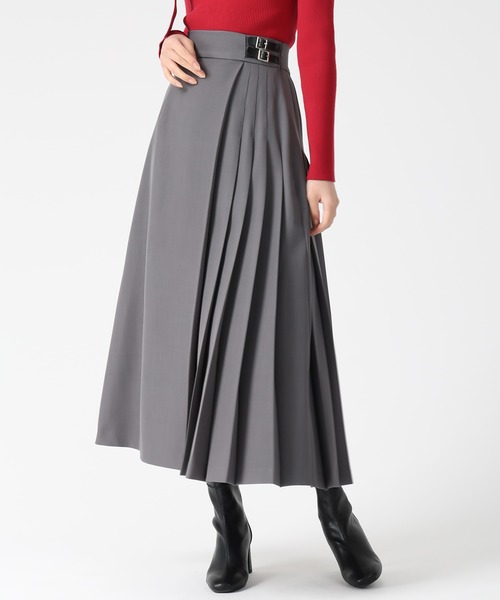 31 Sons de mode(トランテアン ソン ドゥ モード)の「2025秋冬新作 ダブルベルトアシメプリーツスカート(スカート・レディース・グレー/モカ・S/M)」の14枚目の写真