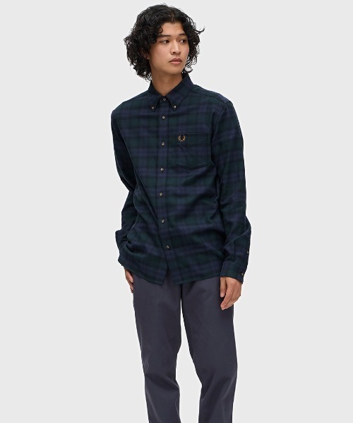 FRED PERRY（フレッドペリー）の「Brushed Black Watch Tartan Shirt／起毛ブラックウォッチタータンチェックシャツ（シャツ/ブラウス・メンズ・グリーン・S/M/L）」の2枚目の写真