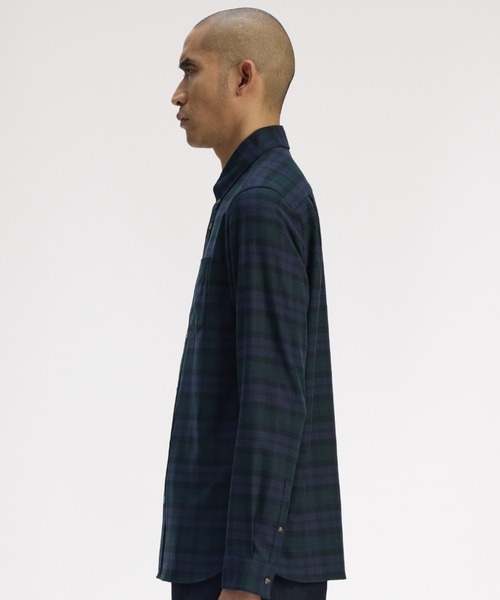 FRED PERRY（フレッドペリー）の「Brushed Black Watch Tartan Shirt／起毛ブラックウォッチタータンチェックシャツ（シャツ/ブラウス・メンズ・グリーン・S/M/L）」の10枚目の写真