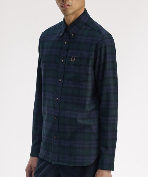 FRED PERRY（フレッドペリー）の「Brushed Black Watch Tartan Shirt／起毛ブラックウォッチタータンチェックシャツ（シャツ/ブラウス・メンズ・グリーン・S/M/L）」の6枚目の写真