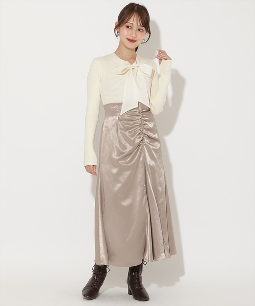 AND COUTURE(アンドクチュール)の「リボンボウタイ付きリブプルオーバー(ニット/セーター・レディース・アイボリー/ブラック/ピンク・FREE)」の6枚目の写真