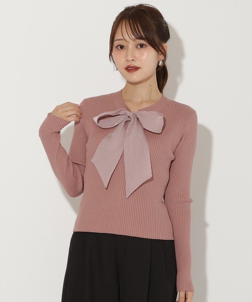 AND COUTURE(アンドクチュール)の「リボンボウタイ付きリブプルオーバー(ニット/セーター・レディース・アイボリー/ブラック/ピンク・FREE)」の16枚目の写真