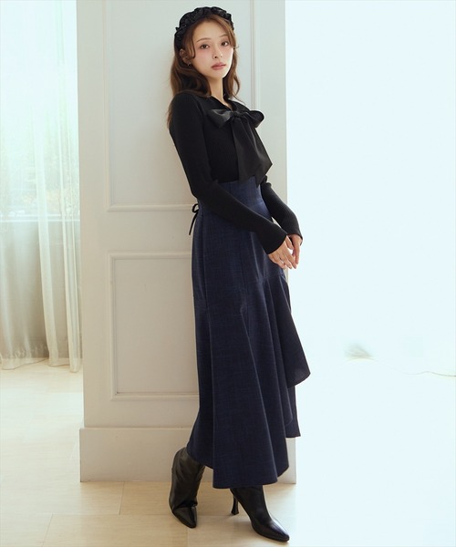 AND COUTURE(アンドクチュール)の「リボンボウタイ付きリブプルオーバー(ニット/セーター・レディース・アイボリー/ブラック/ピンク・FREE)」の12枚目の写真