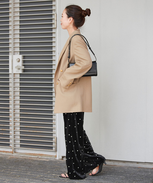 B.C STOCK(ベーセーストック)の「【WEB限定】手洗い可 / ベロアドット刺繍パンツ(その他パンツ・レディース・ブラック・FREE)」の10枚目の写真