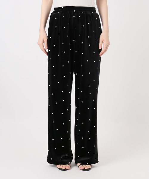 B.C STOCK(ベーセーストック)の「【WEB限定】手洗い可 / ベロアドット刺繍パンツ(その他パンツ・レディース・ブラック・FREE)」の15枚目の写真