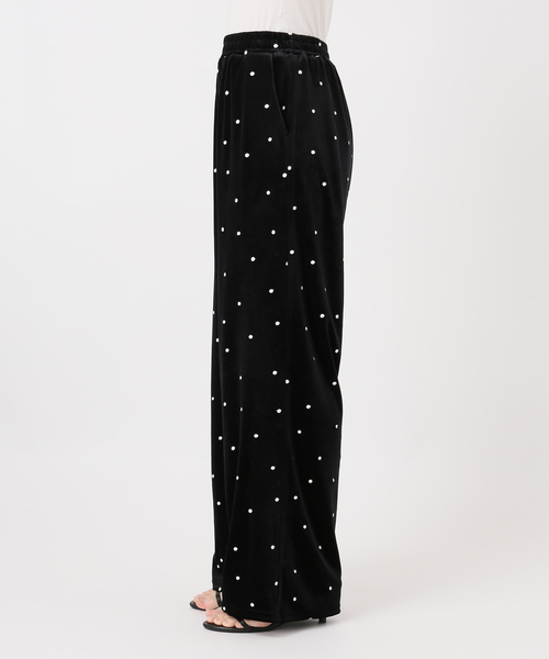 B.C STOCK(ベーセーストック)の「【WEB限定】手洗い可 / ベロアドット刺繍パンツ(その他パンツ・レディース・ブラック・FREE)」の16枚目の写真