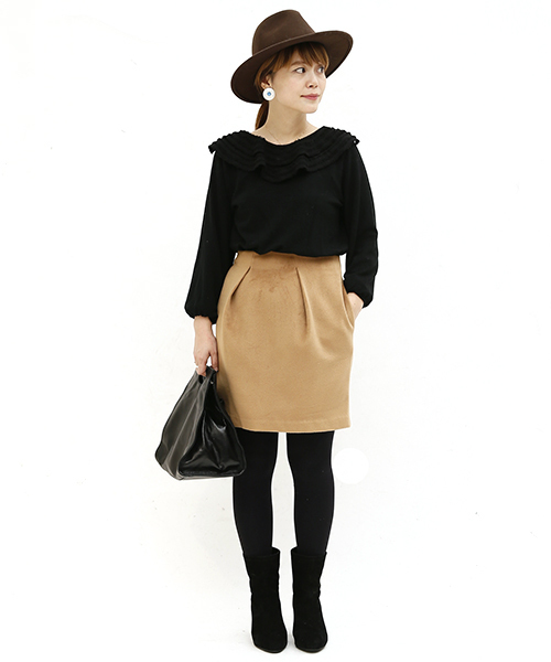 mystic（ミスティック）の「【mystic】タックコクーンSK（スカート・レディース・キャメル/グレー/ブラック・1/2）」の13枚目の写真