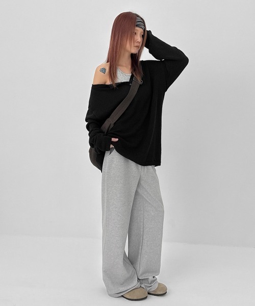 BLACKUP（ブラックアップ）の「[MADE]ポプリヘンリーネックオーバーフィットニット（ニット/セーター・レディース・ブラック/グレー・FREE）」の5枚目の写真