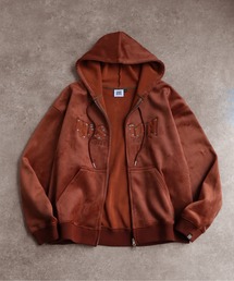 VISION STREET WEAR（ヴィジョンストリートウェア）の「【VISION STREET WEAR/ヴィジョンストリートウェア】別注 ベロアコーデュロイ スタッズロゴ  ショート丈 ジップアップ フーディー ブルゾン（パーカー）」