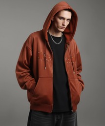 VISION STREET WEAR（ヴィジョンストリートウェア）の「【VISION STREET WEAR/ヴィジョンストリートウェア】別注 ベロアコーデュロイ スタッズロゴ  ショート丈 ジップアップ フーディー ブルゾン（パーカー）」