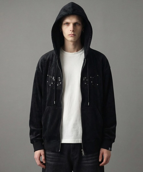 VISION STREET WEAR(ヴィジョンストリートウェア)の「【VISION STREET WEAR/ヴィジョンストリートウェア】別注 ベロアコーデュロイ スタッズロゴ ショート丈 ジップアップ フーディー ブルゾン(パーカー・メンズ・ブラック/ブラウン系その他/ダークグリーン・L/LL/M)」の19枚目の写真