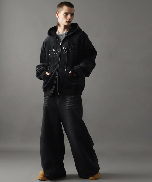 VISION STREET WEAR(ヴィジョンストリートウェア)の「【VISION STREET WEAR/ヴィジョンストリートウェア】別注 ベロアコーデュロイ スタッズロゴ ショート丈 ジップアップ フーディー ブルゾン(パーカー・メンズ・ブラック/ブラウン系その他/ダークグリーン・L/LL/M)」の21枚目の写真