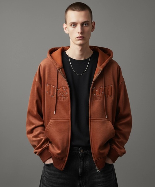 VISION STREET WEAR(ヴィジョンストリートウェア)の「【VISION STREET WEAR/ヴィジョンストリートウェア】別注 ベロアコーデュロイ スタッズロゴ ショート丈 ジップアップ フーディー ブルゾン(パーカー・メンズ・ブラック/ブラウン系その他/ダークグリーン・L/LL/M)」の22枚目の写真