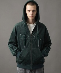 VISION STREET WEAR（ヴィジョンストリートウェア）の「【VISION STREET WEAR/ヴィジョンストリートウェア】別注 ベロアコーデュロイ スタッズロゴ  ショート丈 ジップアップ フーディー ブルゾン（パーカー）」