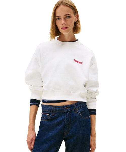 TOMMY JEANS (トミージーンズ) 裏毛 プリント クルーネック トレーナー 
