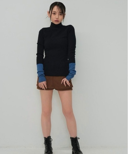 Enewd nina（エニュードニーナ）の「バイカラー ハイネック ニット（ニット/セーター・レディース・ブラック・FREE）」の7枚目の写真