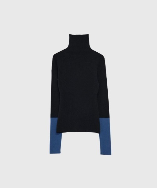 Enewd nina（エニュードニーナ）の「バイカラー ハイネック ニット（ニット/セーター・レディース・ブラック・FREE）」の2枚目の写真