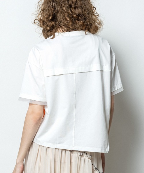 AULA AILA（アウラアイラ）の「メッシュコンビネーションTシャツ（Tシャツ/カットソー・レディース・オフホワイト/チャコールアッシュ/ブラック・0）」の20枚目の写真