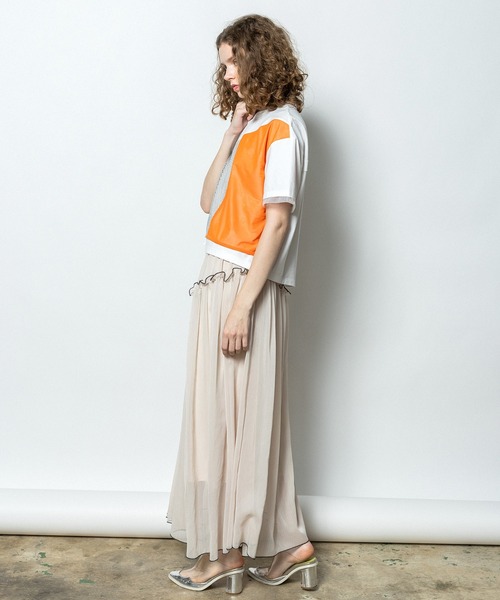 AULA AILA（アウラアイラ）の「メッシュコンビネーションTシャツ（Tシャツ/カットソー・レディース・オフホワイト/チャコールアッシュ/ブラック・0）」の22枚目の写真