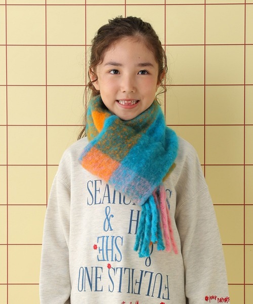 セール】【KIDS】チェックフリンジストール 588878（ストール/ショール