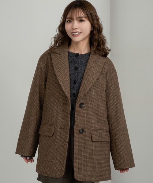 I_am(アイアム)の「classic check jacket【I_am × kimina】 / クラシックチェックジャケット(その他アウター・レディース・ブラウン/チャコール・FREE)」の2枚目の写真